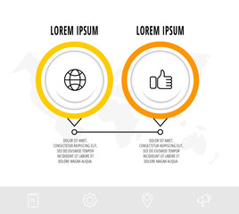 Business diagram with 2 circular elements with arrows. Vector flat concept of two business options to choose from. Infographics modern design for flowchart, timeline, web, graph, presentation