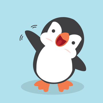 Cute Penguin cartoon minimal flat