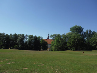 Palace hidden between trees