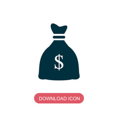 Bag with dollar icon. Vector