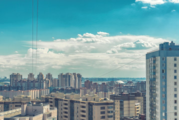 Residential Estate new district with skyscrapers and parks