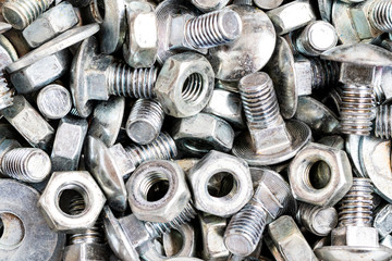 Close-up of screws, nuts and washers