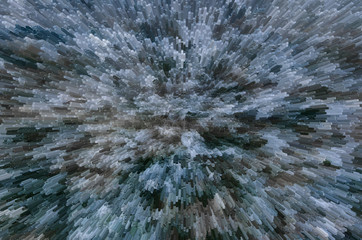 Frozen mosaic geometric shapes. Visualization and 3D render abstraction pattern. The beautiful background for advertising or banners.