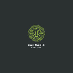 Cannabis logo template design in Vector illustration 