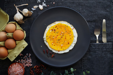 Omelette, scrambled eggs, an egg breakfast, free-range eggs