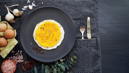Omelette, scrambled eggs, an egg breakfast, free-range eggs