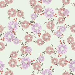 Seamless pattern with abstract flowers. Creative color floral surface design. Vector