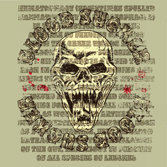 Blodd sucker vampire skull t shirt design