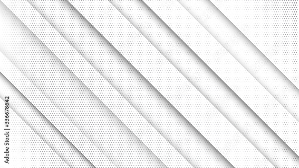 Poster Abstract white and gray gradient background. Halftone dots design background. Gray dotted halftone backdrop. Vector Illustration. Geometric backdrop. Dotted texture template. Dots grunge texture.