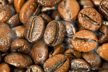 a lot of aromatic coffee beans 