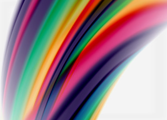 Wave lines abstract background, smooth silk design with rainbow style colors. Liquid fluid color waves. Vector Illustration