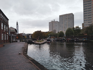 Fototapeta na wymiar A canal and a bridge in Birmingham