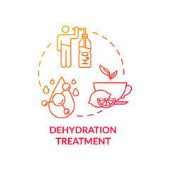 Dehydration treatment red concept icon. Restore water balance in human body. Fluid intake, healthcare. Rotavirus aid idea thin line illustration. Vector isolated outline RGB color drawing