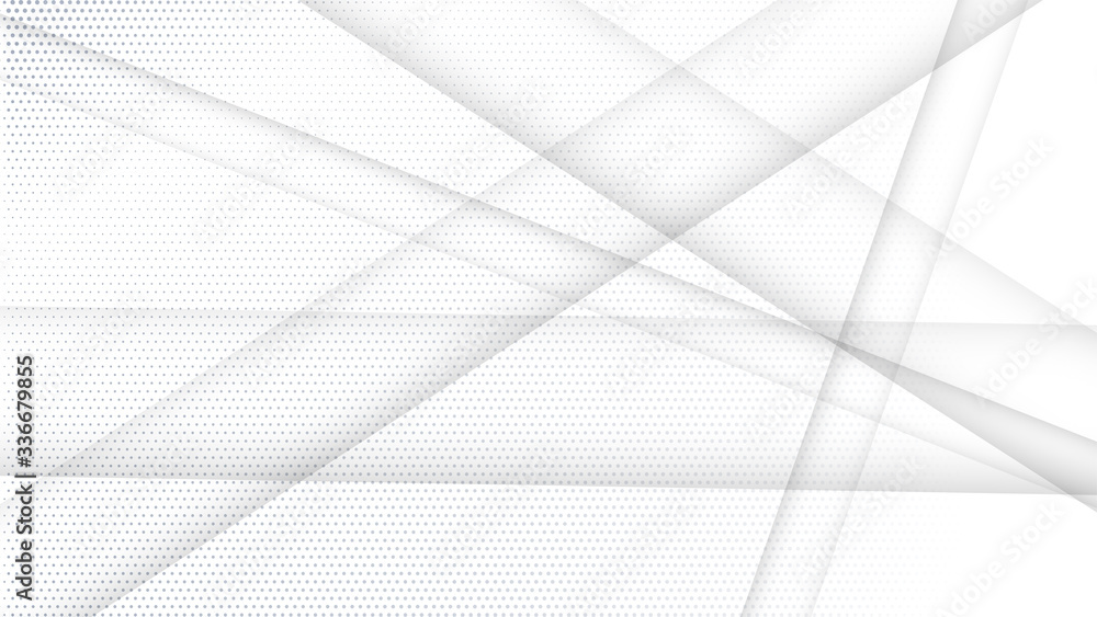 Poster Abstract white and gray gradient background. Halftone dots design background. Gray dotted halftone backdrop. Vector Illustration. Geometric backdrop. Dotted texture template. Dots grunge texture.