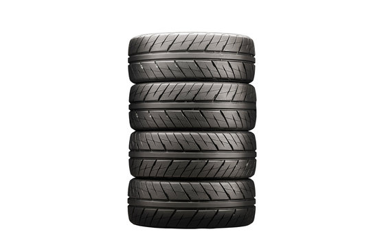 summer tires, isolate on a white background. stack set of four pieces