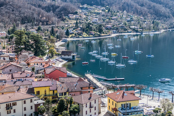 Fototapeta na wymiar Aerial view of Castelveccana