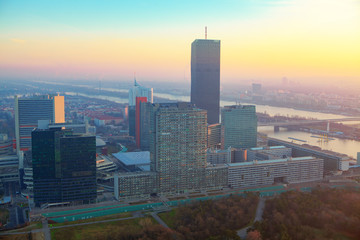 Naklejka premium Viennese skyscrapers in the twilight