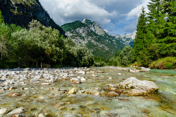 Soca river, Slovenia, river in the mountains