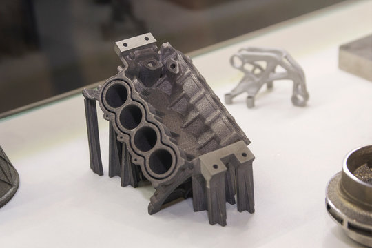Samples produced by printing a 3D printer from a metal powder. Progressive additive 3d printing technology