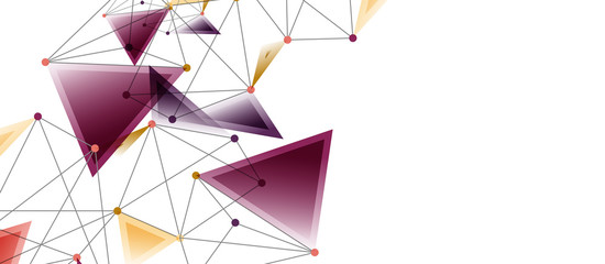 Line points connections, triangular technology design. Abstract geometric background