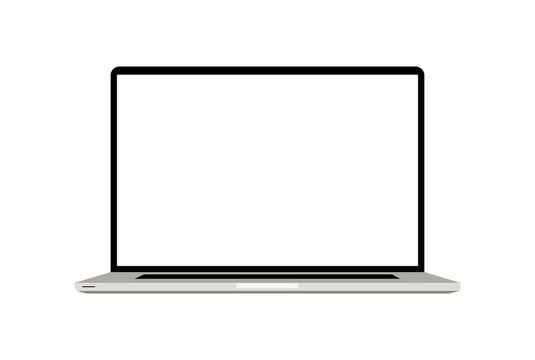 Laptop material, modern and beautiful aluminum body with blank screen, the front view of the laptop, white background - illustration