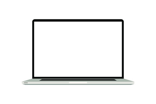 Laptop material, modern and beautiful aluminum body with blank screen, the front view of the laptop, white background - vector illustration