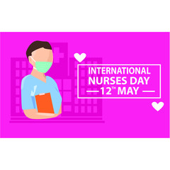 12 May. International Nurse Day background. Close-up of nurse Vector flat illustration