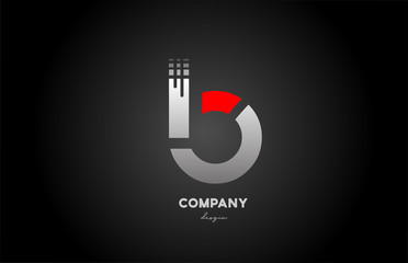 B red grey alphabet letter logo icon design for business and company