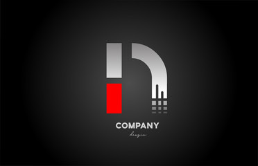N red grey alphabet letter logo icon design for business and company