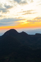 Mountain sunset colorful twilight sky with cloud