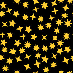 Multicoloured simple flat style light star flares seamless texture. Vector illustration