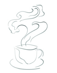 Illustration with teacup. Sketch vector illustration.