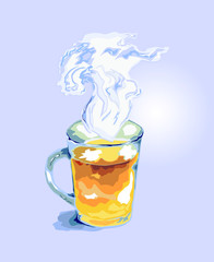 Illustration with tea for healthy lifestyle design. Sketch vector illustration.Vector background.