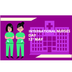 12 May. International Nurse Day background. Close-up of nurse Vector flat illustration