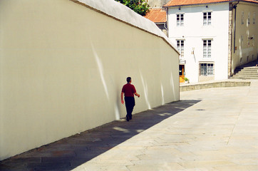 walking close to the wall