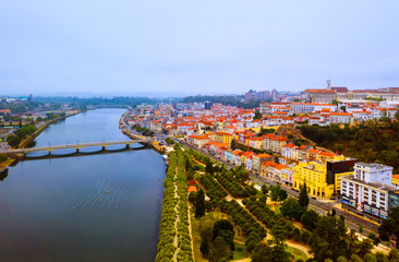 Obraz premium Aerial view of Coimbra, Portugal historical site during the day