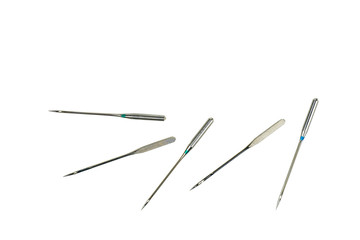 Set of needles for sewing-machine isolated on white background