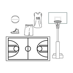set basketball illustrations on white background vector