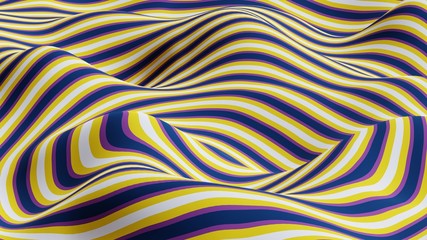 wale Abstract colorfull wave element for design. Stylized line art background. 3d Rendering .Curved wavy line, smooth stripe. Yellow blue white 