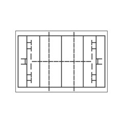 rugby pitch on white background vector