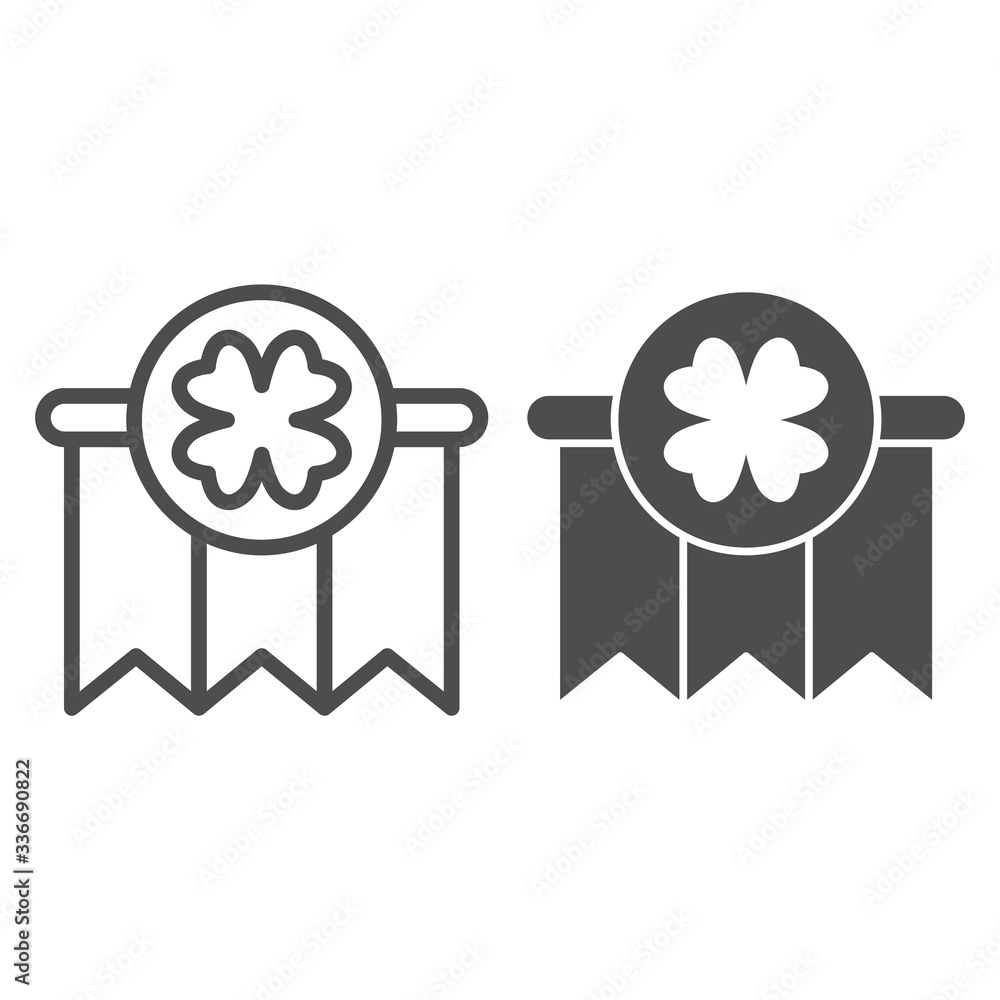 Poster clover garland line and solid icon. celebration with hanging garlands and shamrock outline style pic