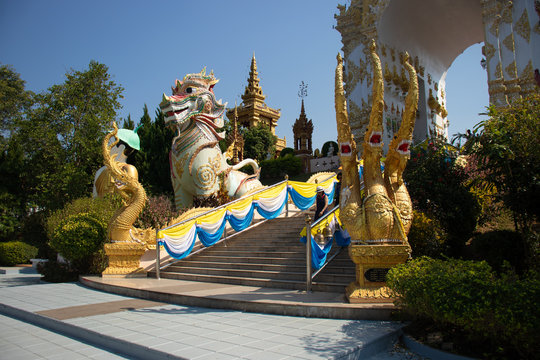 A beautiful view of buddhist temple Wat Saeng Kaew at Chiang Rai, T;hailand.