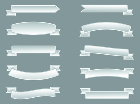 Set of vector ribbons.White ribbon banners.