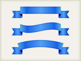 Set of blue ribbon banners.