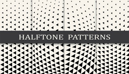 black and white geometric seamless halftone pattern set