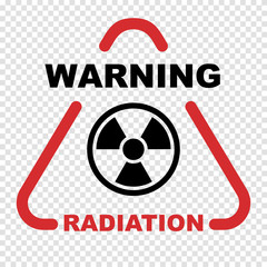 Warning sign of Radiation. Symbol of nuclear and radioactive danger. Isolated on transparent background. Vector illustration.