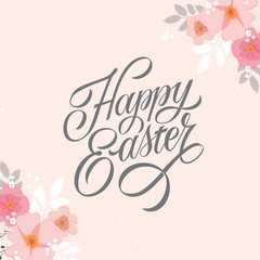 Happy Easter handwritten lettering. Happy Easter typography vector design for greeting cards and poster. Design template celebration. Vector illustration.