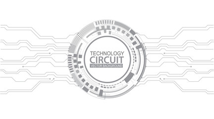 Obraz premium Vector circuit board and communication concept on white background for technology background, Abstract Digital Technology Cycle background