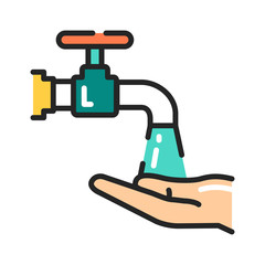 Wash hands color line icon. Hygiene. Pictogram for web page, mobile app, promo. Editable stroke.