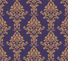 Vector beautiful damask pattern. Royal pattern with floral ornament. Seamless wallpaper with a damask pattern. Vector illustration.